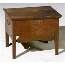 George III Oak Commode, Circa 1770-1790, Replaced backboard where hinge attaches to lid., H...