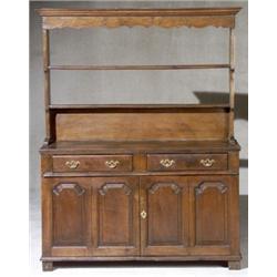 George III Oak Welsh Dresser, Circa 1790, Top possibly by association; brasses replaced., H...