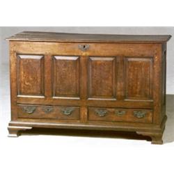 George III Oak Mule Chest, Circa 1790, Height: 33-3/4 in (85.7 cm); Width: 53 in (134.6 cm);...