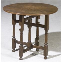 George III Oak Folding Gate-Leg Tavern Table, Composed of 18th Century Elements, Height: 27 i...