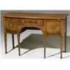 Image 1 : George III Style Satinwood Inlaid Mahogany Bow-Front Small Sideboard, Mid-19th Century, Brass...