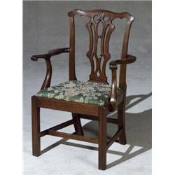 George III Mahogany Armchair, Circa 1770, Repairs to arms where they join the stiles., $1,0...