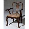 Image 1 : George II Style Walnut Armchair, Last Half 19th Century, Repairs to arms where they join the...