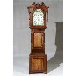 George IV Satinwood Inlaid Mahogany and Oak Tall Case Clock, Second Quarter 19th Century, The...