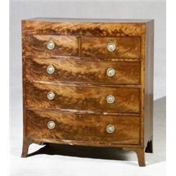 George IV Mahogany Chest of Drawers, Circa 1830, Some losses to veneer; brasses probably repl...