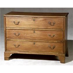 George III Mahogany Chest of Drawers, Circa 1800, Some losses to top; both sides cracked; res...