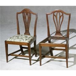 Two Similar George III Mahogany Sidechairs, Circa 1790, One lacking slip seat., $800-$1,200...