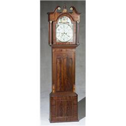 George IV Inlaid Mahogany Tall Case Clock, Circa 1820, The sheet metal painted dial signed St...