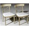 Image 1 : Pair of George III Style Parcel Gilt and Cream Painted White Leather Upholstered Side Chairs, C...