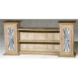 George III Style Stripped Pine and EglomisT Panel Two-Pedestal Side Cabinet, Late 19th Century...