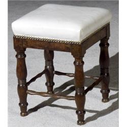 George IV Oak White Leather Upholstered Stool, Circa 1825, $400-$600...