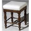 Image 1 : George IV Oak White Leather Upholstered Stool, Circa 1825, $400-$600...