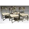 Image 1 : Set of Six Regency Green Japanned Cream Leather Seat Side Chairs, Early 19th Century, Decorat...