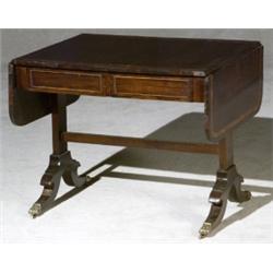 Regency Satinwood Crossbanded Rosewood Sofa Table, Circa 1815, Some repairs to crossbanding a...