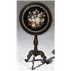 Image 1 : Victorian Mother-of-Pearl Inlaid and Decorated Black Lacquer Papier-MGchT Tip-Top Tripod Stand...