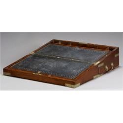 Victorian Brass Mounted Mahogany Lap Desk, Last Half 19th Century, The interior with black le...