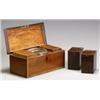 Image 1 : George III Mahogany Tea Caddy and a Pair of Tea Caddies, Late 18th Century, The larger tea ca...