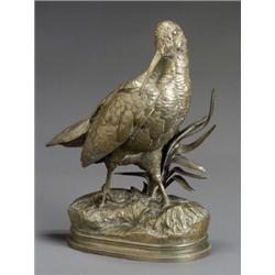 Continental Ormolu Figure of a Woodcock, Late 19th-Early 20th Century, Signed BUBUCAND on ter...