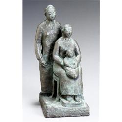 Bronze Group of Three Generations, 20th Century, Verdigris patina., Height: 13-1/2 in (34.3...