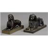 Image 1 : Two French Bronze Figures of Sphinx, 20th Century, Each with dark brown patina raised on a re...