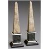 Image 1 : Pair of Continental Variegated Marble and Slate Obelisks, Early 20th Century, Repair to top c...