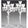 Image 1 : Pair of Baccarat Molded and Frosted Glass Three-Light Figural Candelabra, Modern, Each with a...