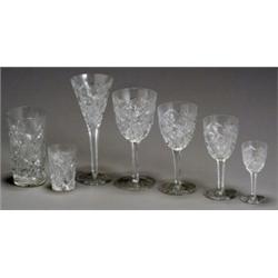 Baccarat Crystal Stem Table Service, Lagny Pattern, Modern, Consisting of:, 7 Water goblets...