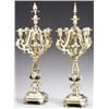 Image 1 : Pair of Continental Renaissance Revival Ebonized Wood and Brass Five-Light Candelabra, Early 20...