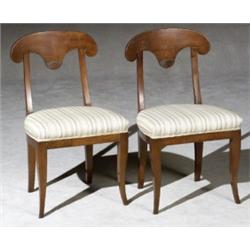 Set of Four Continental Neoclassical Cherry Side Chairs, Probably Swedish, Circa 1800, Some w...