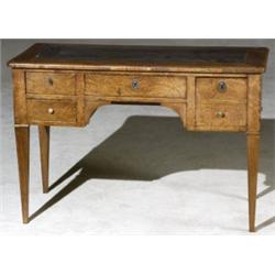 Continental Neoclassical Walnut and Pollard Ash Kneehole Desk, Probably Baltic, Circa 1800, T...