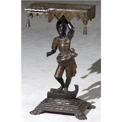 Venetian Baroque Style Gilt and Polychrome Lacquered Blackamoor Stand, Late 19th Century, Dis...