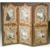 Image 1 : Pair of Continental Rococo Style Painted Canvas Three-Panel Screens, Late 19th Century, Each...