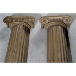 Pair of Continental Stripped Pine Architectural Half-Columns, Early 20th Century, One with re...