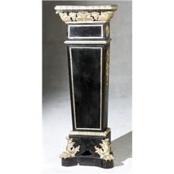 RTgence Style Ormolu Mounted Ebonized Wood Pedestal, Last Quarter 19th Century, Re-ebonized;...