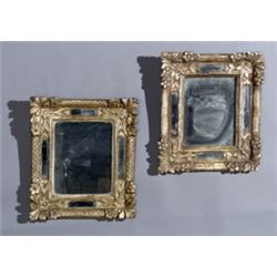 Pair of Louis XV Giltwood Small Mirrors, One, mid-18th century; the other an early 20th century...