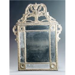 Louis XV Giltwood Mirror, Mid-18th Century, Repairs to pediment., 38-3/4 x 28 in (98.4 x 71...