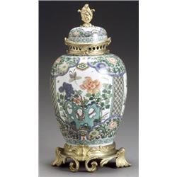 Louis XV Style Ormolu Mounted Chinese 'Famille Verte' Covered Potpourri Urn, 20th Century, He...