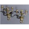 Image 1 : Pair of Continental Ormolu Two-Light Sconces, Late 19th Century, Regilded; some stress cracks...