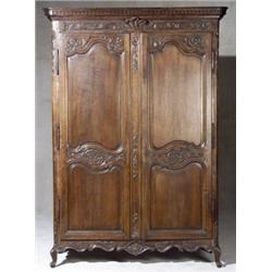 Louis XV Oak Armoire, Predominantly Mid-18th Century, Height: 85-1/2 in (217.2 cm); Width: 56...