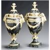 Image 1 : Pair of Louis XVI Style Ormolu Mounted Green Marble Covered Urns, Late 19th Century, Each wit...