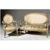 Image 1 : Louis XVI Style Giltwood Five-Piece Salon Group, First Half 20th Century, Consisting of a sma...