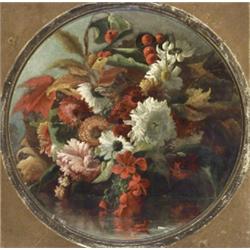 Dutch School, 19th Century, Floral Still Life, Unsigned, Oil on canvas mounted on Masonite...