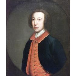 British School, 18th Century, Portrait of a Gentleman Wearing a Red Waistcoat, Unsigned; also...