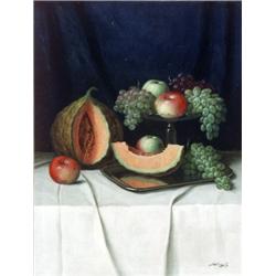 Hungarian School, 20th Century, Still Life with Fruit, Signed Sziligyi J. l.r., Oil on canv...