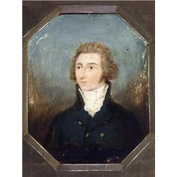 British School, Late 18th Century, Portrait of a Gentleman, Unsigned, Oil on board, 7-3/4...