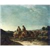 Image 1 : European School, 19th Century, Middle Eastern Landscape with Figures on Horseback, Signed ind...
