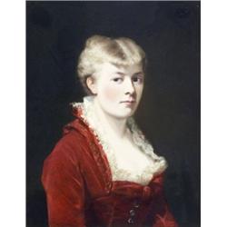 Anton Kohrl (Austrian 19th Century), Portrait of a Woman in a Red Dress, Signed A. Kohrl and...