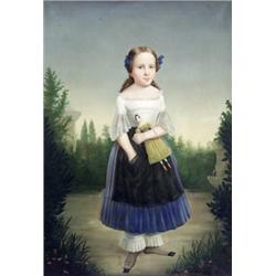 Attributed to Joseph Whiting Stock, (American 1815-1855), Portrait of a Young Girl in a Lands...