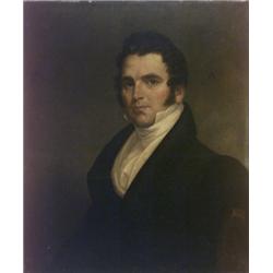 American School, Circa 1825, Portrait of Dr. Charles Lukens, Unsigned, Oil on canvas mounte...