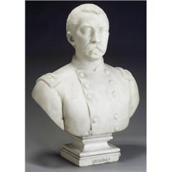 Thomas Buchanan Read (American 1822-1872), Bust of General Philip Sheridan, Signed T.B. READ/...